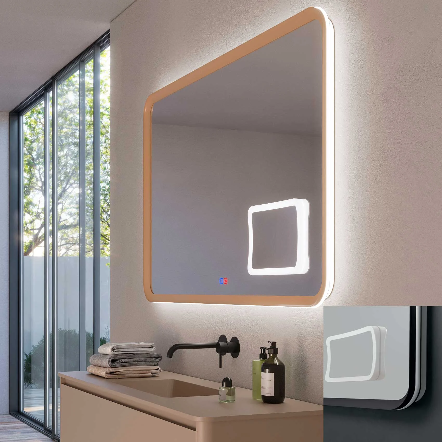 Φωτογραφία προϊόντος: Καθρέπτης led Imex Duomo DUOM038/140NG 140x80Y χρώμα μαύρο ματ αντιθαμβωτικός