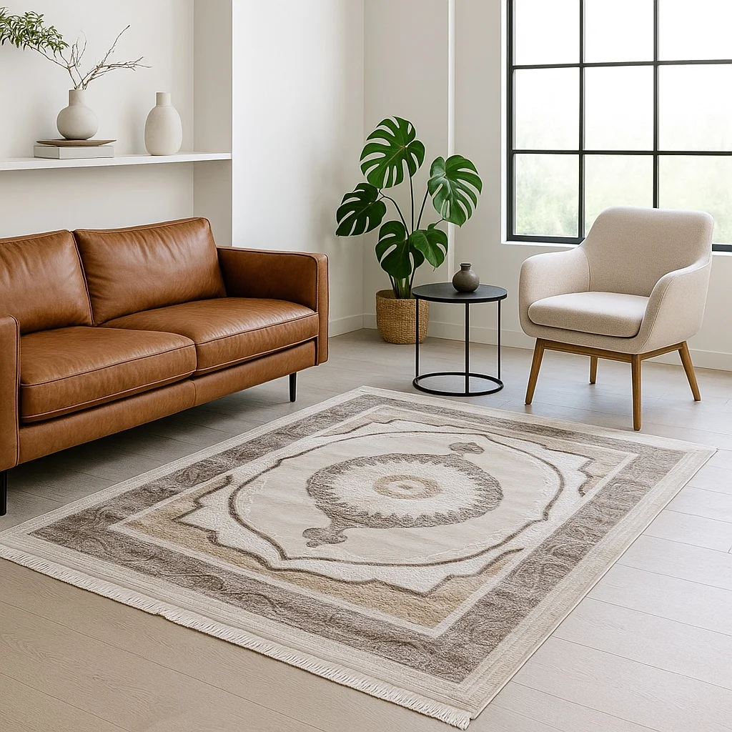 Φωτογραφία προϊόντος: Saray Home Χαλιά Κλασικά Heatset ανάγλυφα με κρόσσι Halic 240X290cm HL650-BGBR-240 Μπέζ-Καφέ