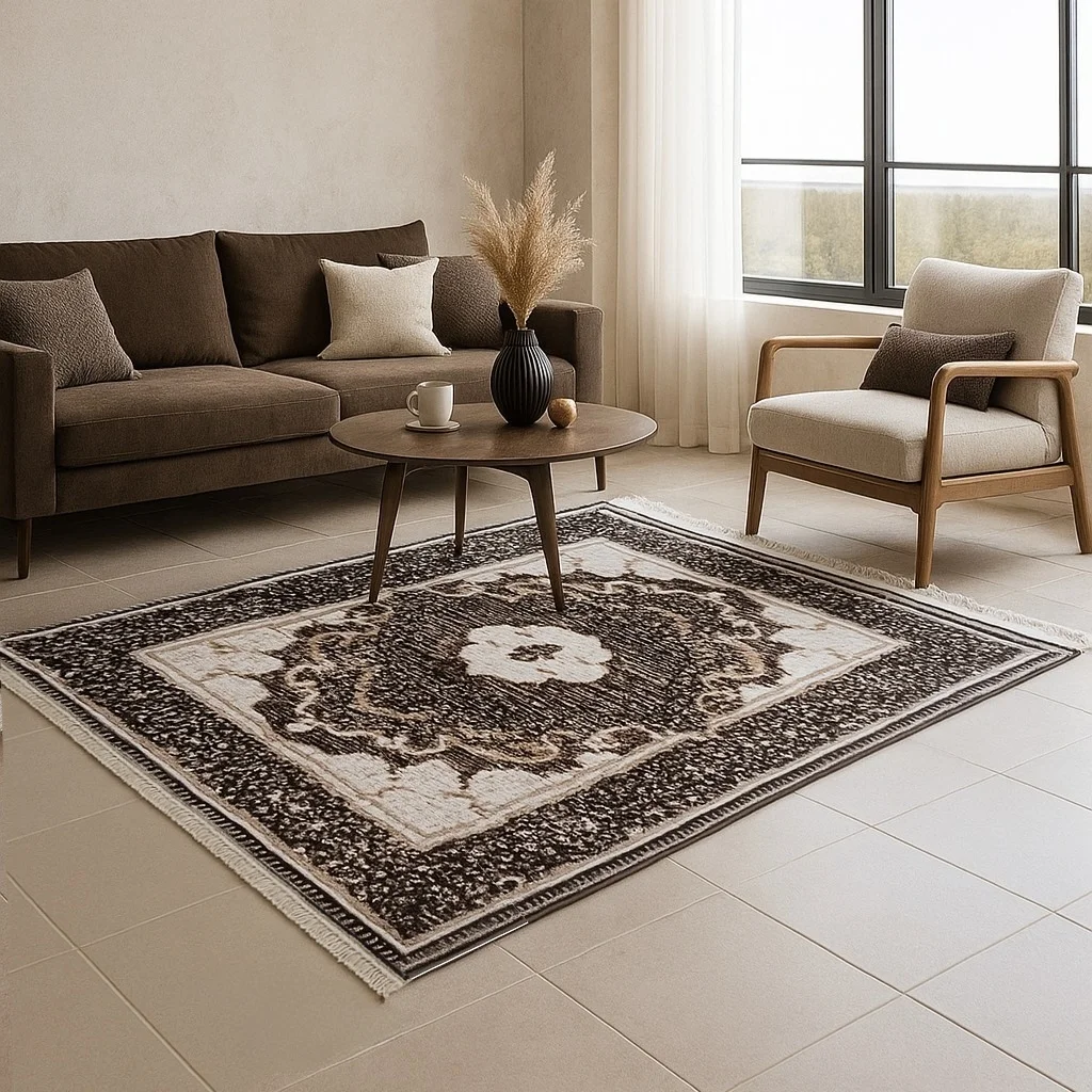 Φωτογραφία προϊόντος: Saray Home Χαλιά Κλασικά Heatset ανάγλυφα με κρόσσι Halic 160X210cm HL621-BR-160 Καφέ