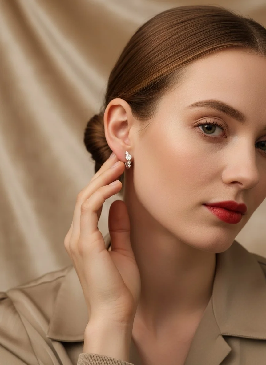 Φωτογραφία προϊόντος: Peach Jewelry Σκουλαρίκια Ασημι 925 Kρικοι Ροζέτες Ζιρκόνιά