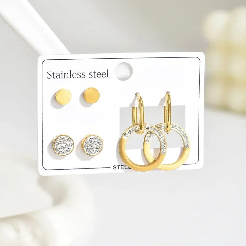 Φωτογραφία προϊόντος: Peach Jewelry Σετ Σκουλαρικιών Κρίκος Ροζέτα Από Ανοξείδωτο Ατσάλι 316