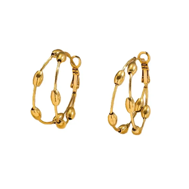Φωτογραφία προϊόντος: Peach Jewelry Σκουλαρίκια Απλό Ρομαντικό 2πλος Κρίκος Από Ανοξείδωτο Ατσάλι 316L
