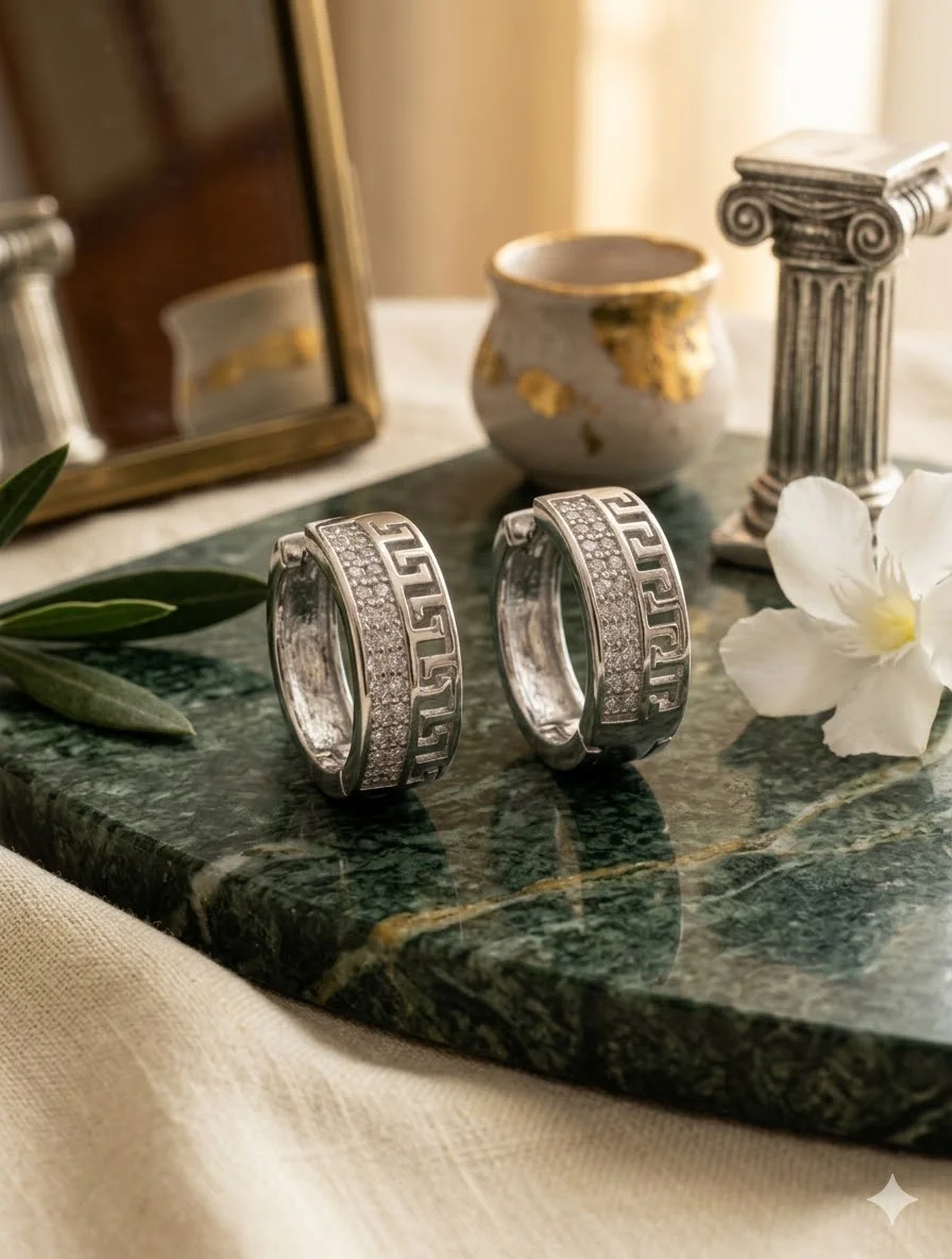 Φωτογραφία προϊόντος: Peach Jewelry Σκουλαρίκια Ασημι 925 Pοδιομενα με Ζιρκόνια Μενάνδρου