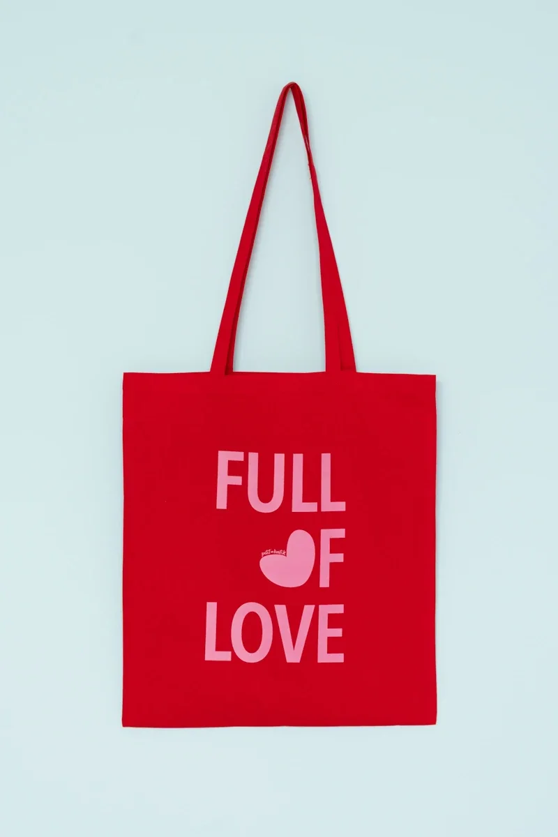 Φωτογραφία προϊόντος: Red Tote Bag "Full Of Love" Οικολογική Τσάντα Petit Boutik