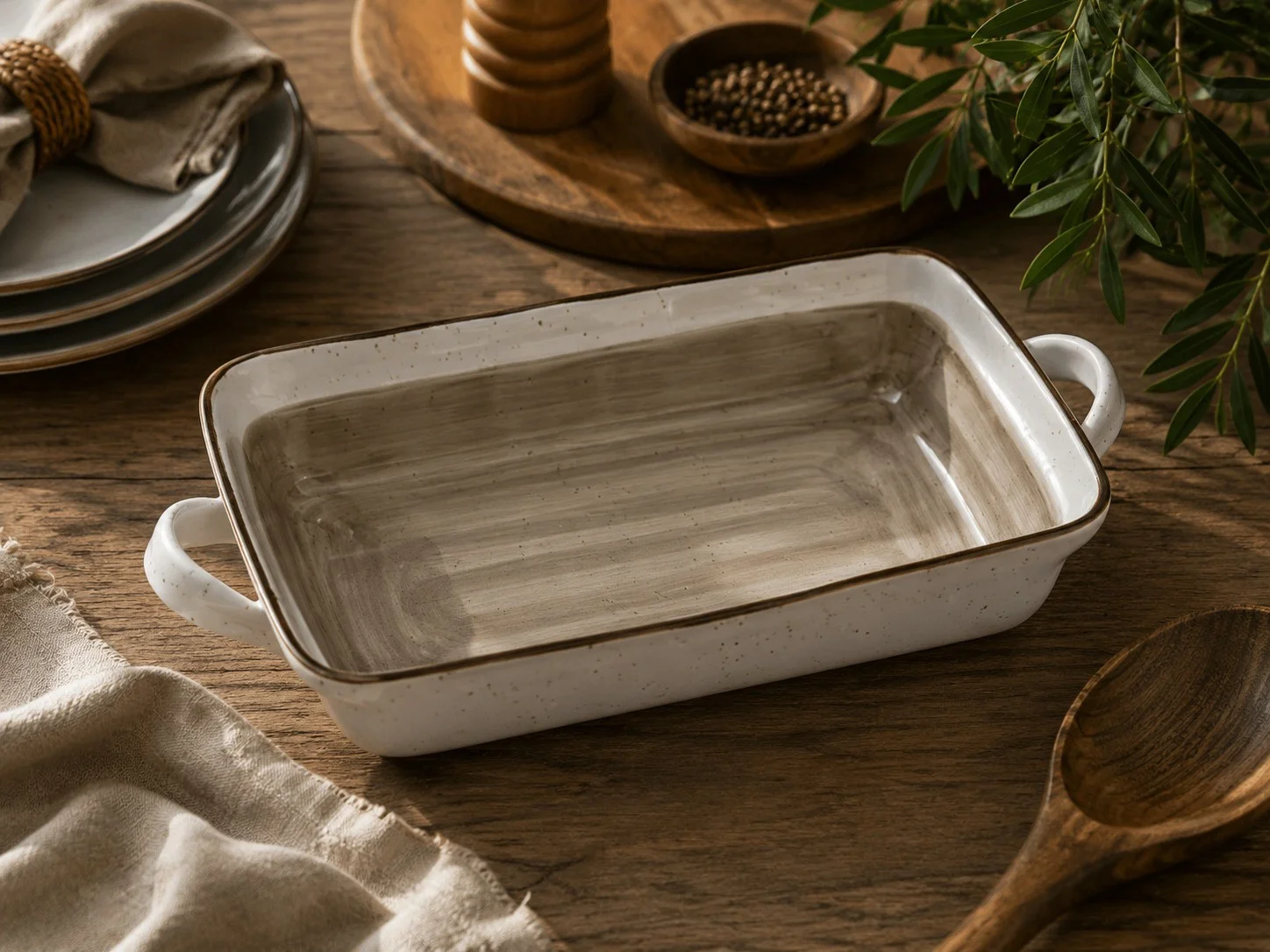 Φωτογραφία προϊόντος: HOME FASHION ACCESSORIES HFA Ταψί Πυρίμαχο Ορθογώνιο New Bone China Country Brown 41cm
