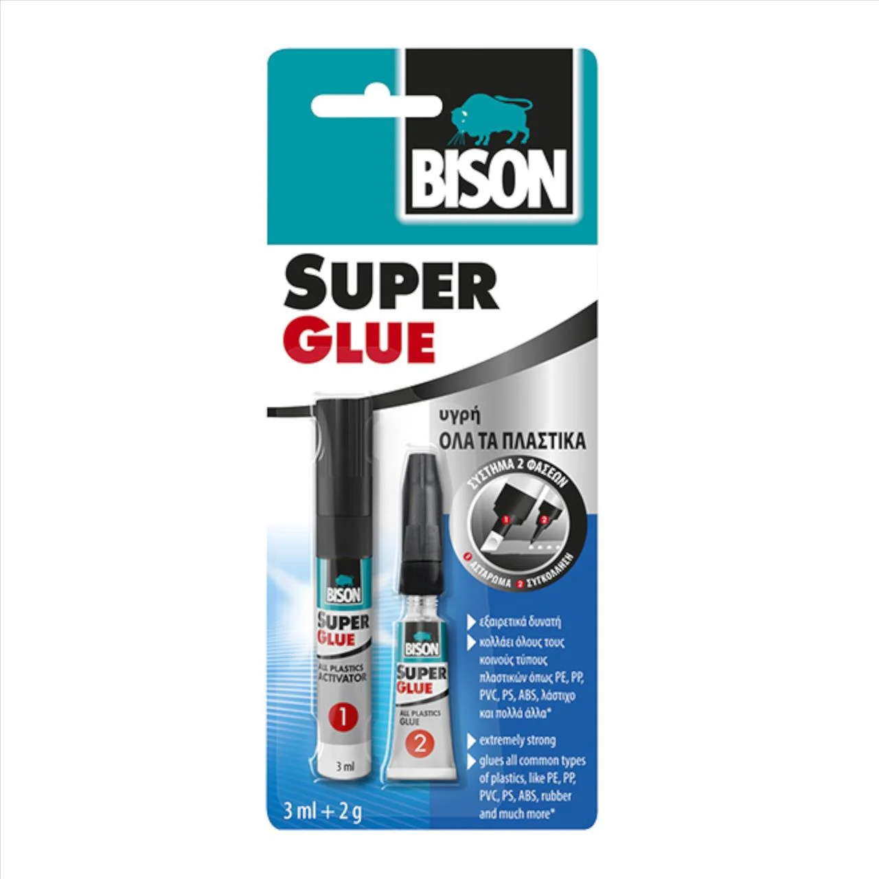 Φωτογραφία προϊόντος: Bison Κόλλα Στιγμής Super Glue All Plastics 2 Φάσεων 3ml + 2gr - 7000850