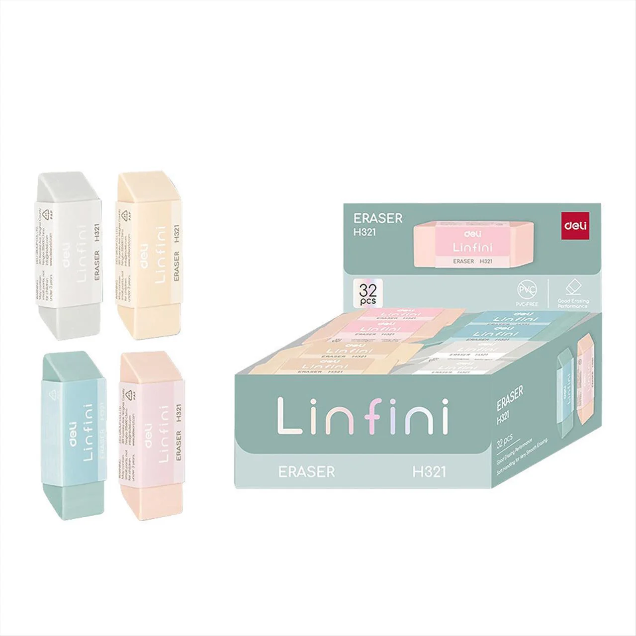 Φωτογραφία προϊόντος: Deli Γόμα 54x20x11mm Linfini EH321 Ασσορτι - 231.483115