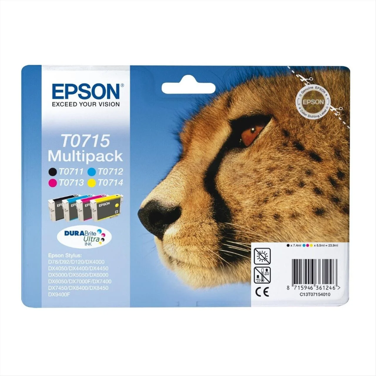 Φωτογραφία προϊόντος: Epson Μελάνι T0715 (T0711/T0712/T0713/T0714) Stylous D78 Multipack (C13T071540) - EPST07115