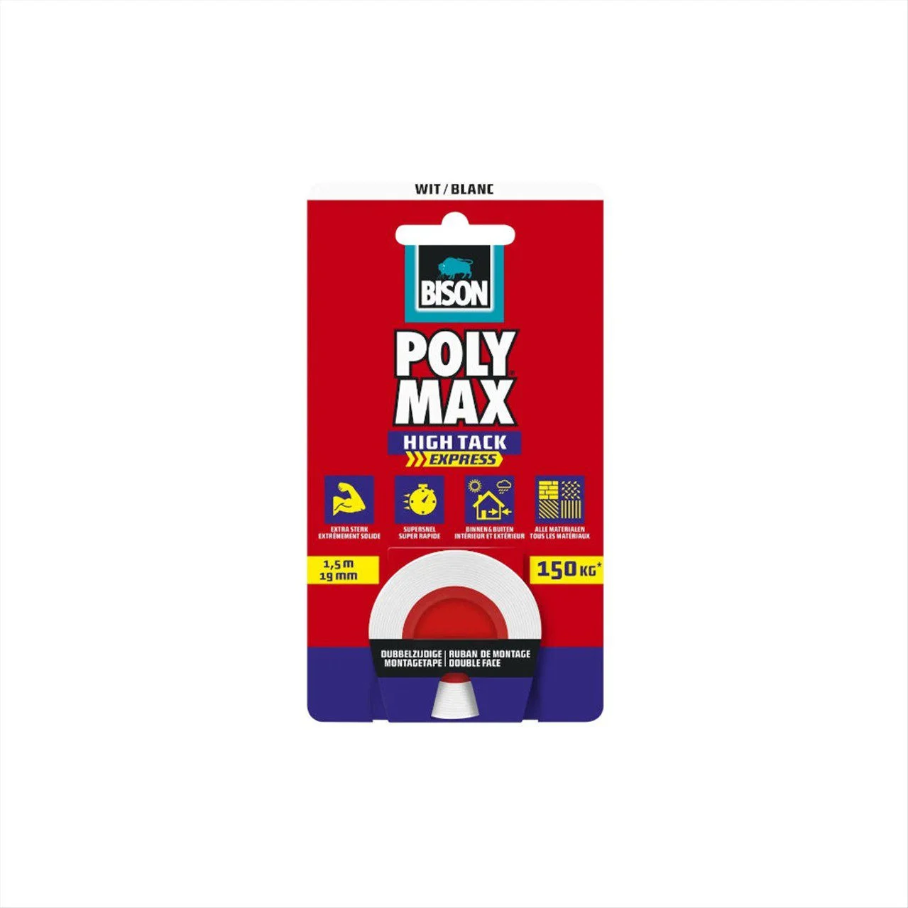 Φωτογραφία προϊόντος: Bison Ταινία Διπλής Όψης Polymax Tape 19mm x 1.5m Λευκή - 7004399