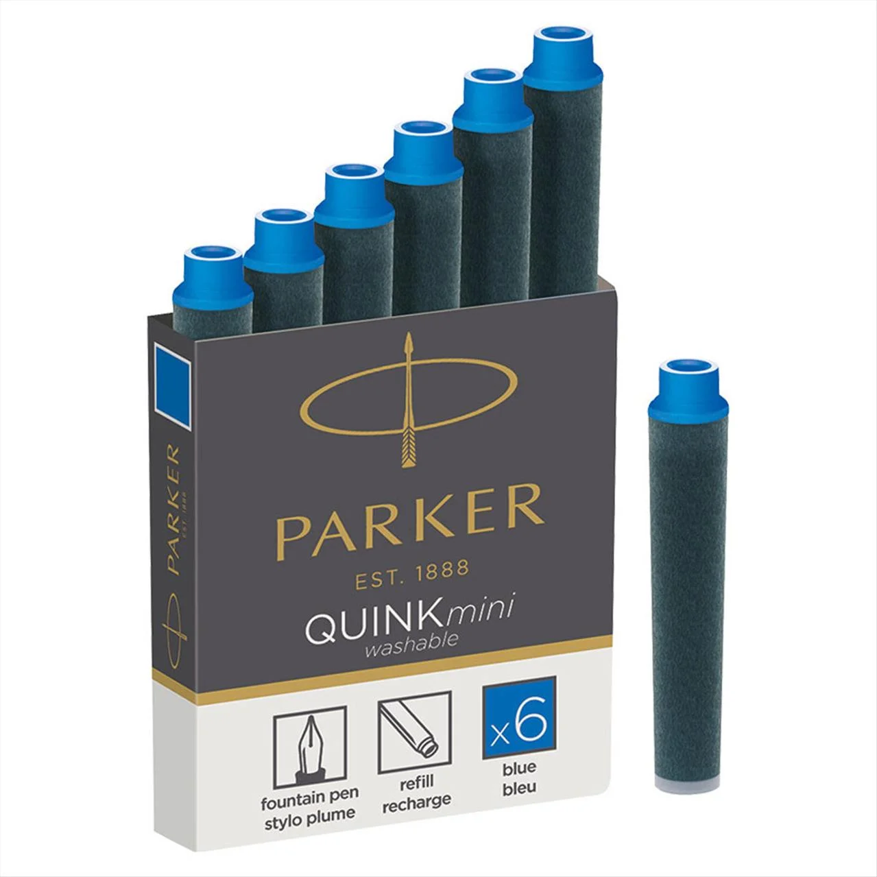 Φωτογραφία προϊόντος: Parker Μελάνη Quink Mini Ink 6τεμ - Μπλέ - 1185.2386.16