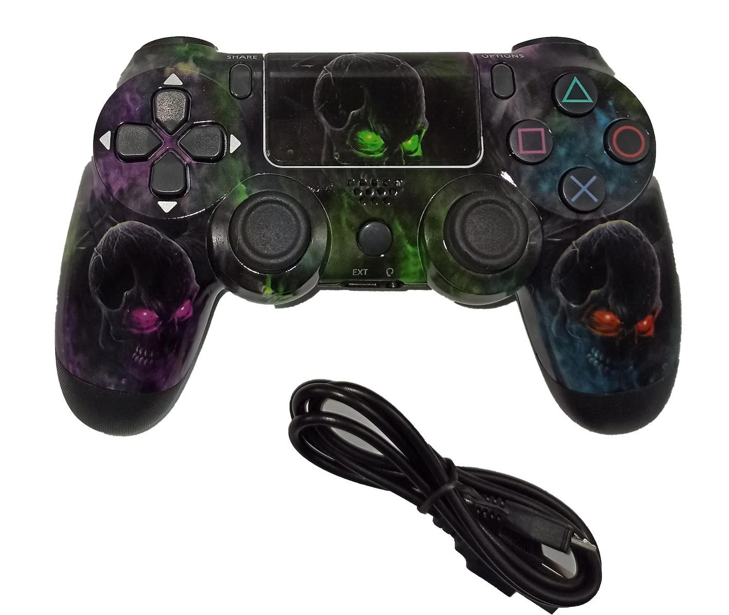 Φωτογραφία προϊόντος: OEM Doubleshock Ασύρματο Gamepad για PS4 Neon Skulls Μαύρο