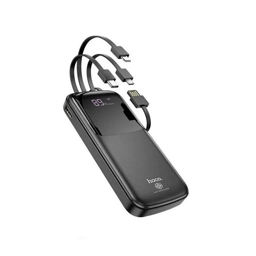 Φωτογραφία προϊόντος: Hoco Power Bank 10000mAh με 3 Eνσωματωμένα Καλώδια Φόρτισης και Θύρα USB-A Μαύρο DB07