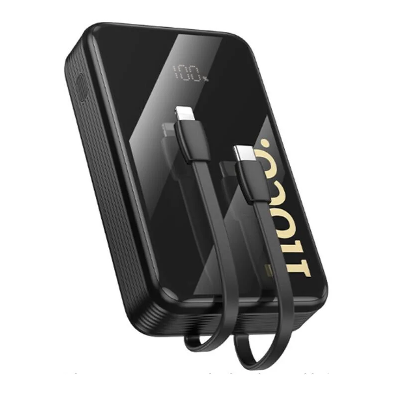 Φωτογραφία προϊόντος: Hoco Power Bank 20000mAh με 2 Eνσωματωμένα Καλώδια Φόρτισης και Θύρες USB-A, USB-C Μαύρο Q37A