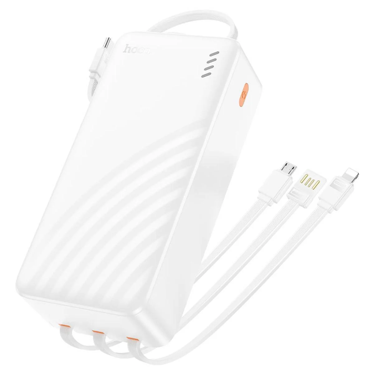 Φωτογραφία προϊόντος: Hoco Power Bank 30000mAh με Eνσωματωμένα Καλώδια Φόρτισης και Θύρες USB-A, USB-C Λευκό J146B