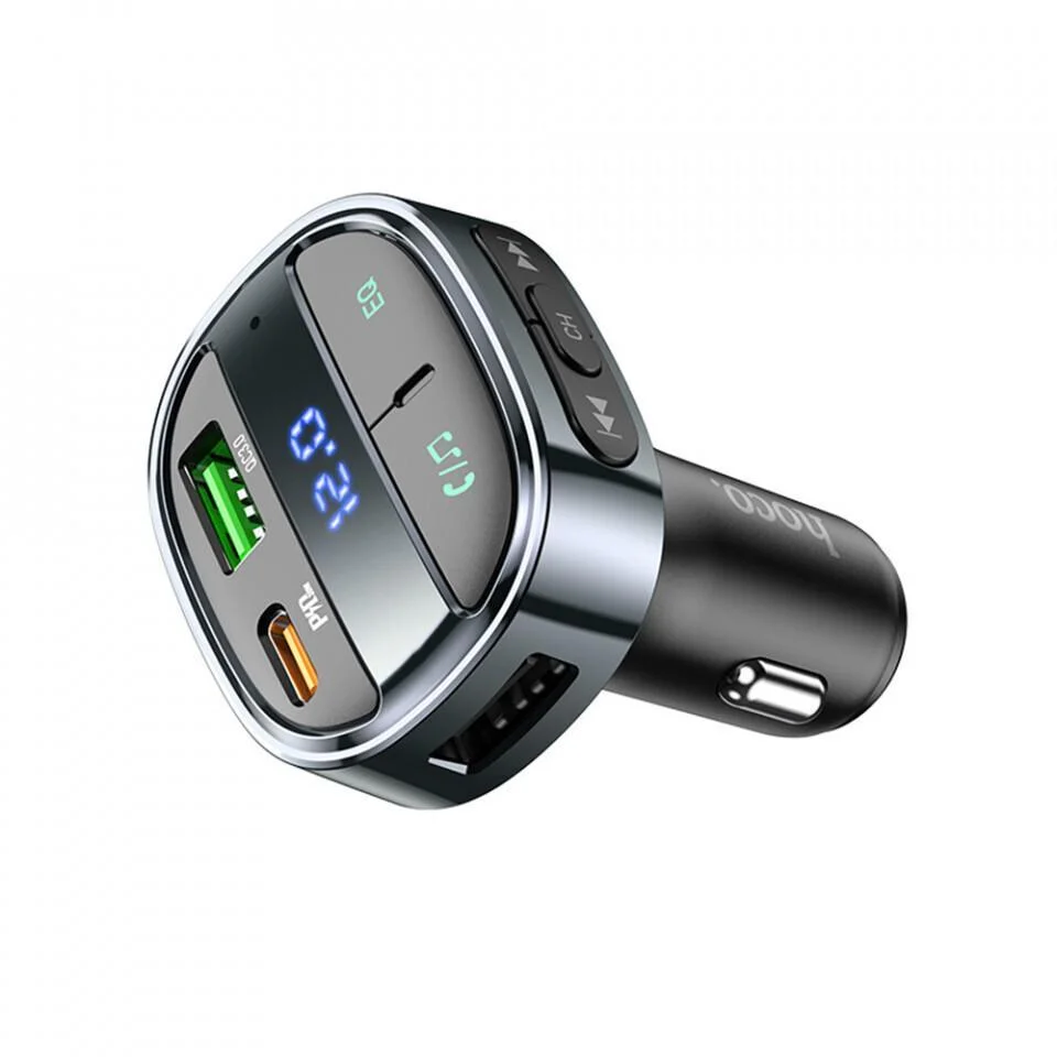 Φωτογραφία προϊόντος: Hoco FM Transmitter Αυτοκινήτου με δυνατότητα σύνδεσης Bluetooth και USB Γκρί E70