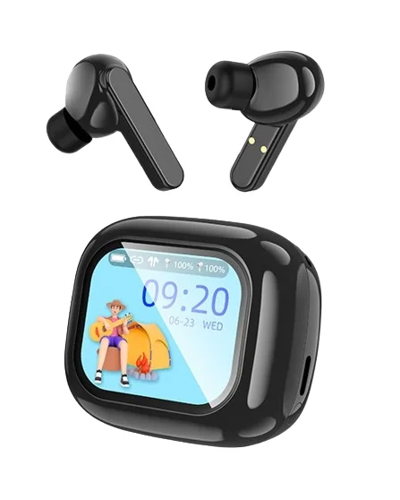 Φωτογραφία προϊόντος: Hoco In-ear Bluetooth Handsfree Ακουστικά με Θήκη Φόρτισης με Οθόνη Αφής Μαύρα DES53