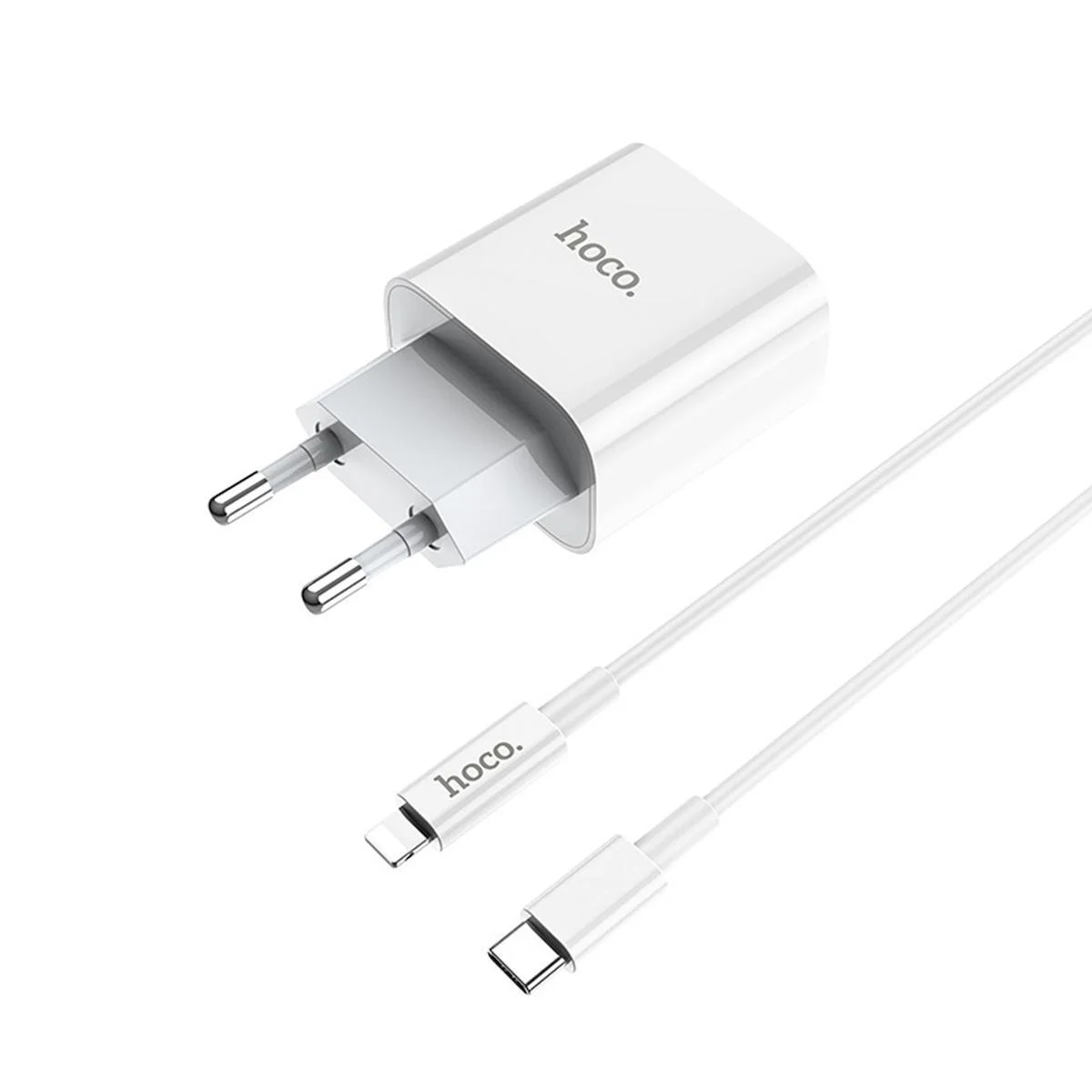 Φωτογραφία προϊόντος: Hoco Φορτιστής με Θύρα USB-C και Καλώδιο Lightning 20W Άσπρος C76A Plus