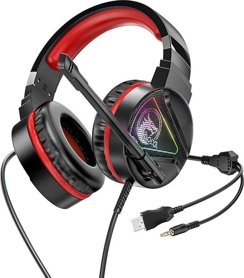 Φωτογραφία προϊόντος: Hoco Over Ear Gaming Ακουστικά σύνδεσης 3.5mm/USB με μικρόφωνο W104