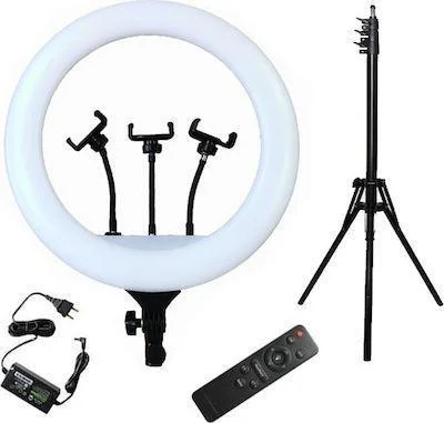 Φωτογραφία προϊόντος: OEM Ring Light YQ-580 58cm με Τρίποδο Δαπέδου και Βάση για Κινητό