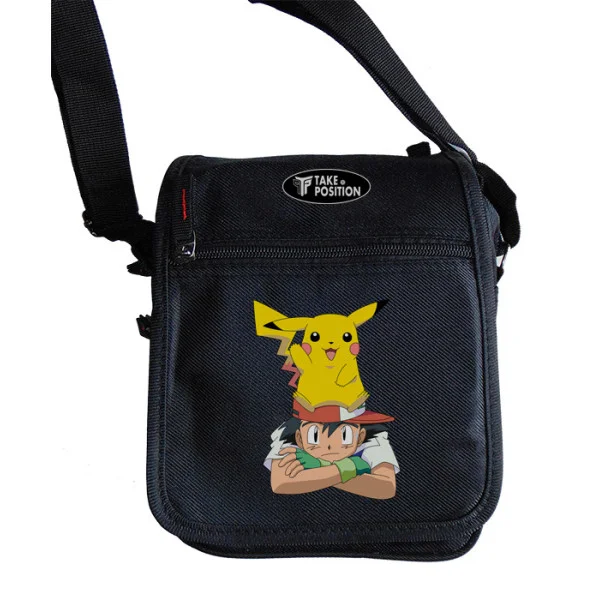 Φωτογραφία προϊόντος: Takeposition Τσαντάκι ώμου Unisex, Anime Ash and Pikachu, Μαύρο, 23x18x8.50cm, 983-1093