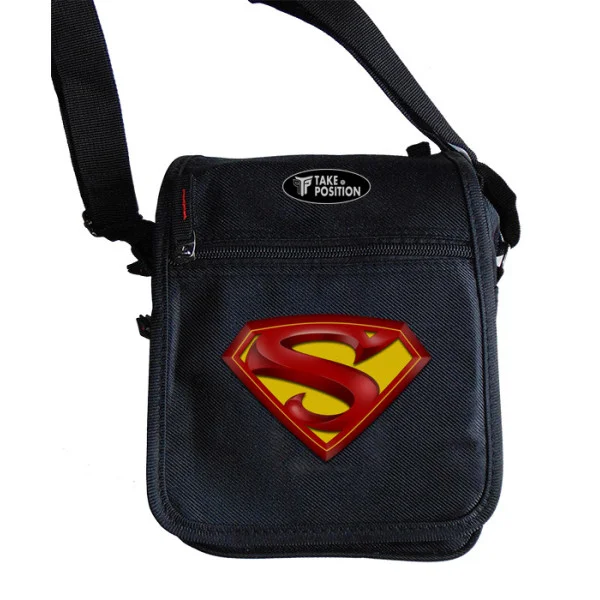 Φωτογραφία προϊόντος: Takeposition Τσαντάκι ώμου Unisex Super Man Logo, Μαύρο, 23x18x8.50cm, 983-1079