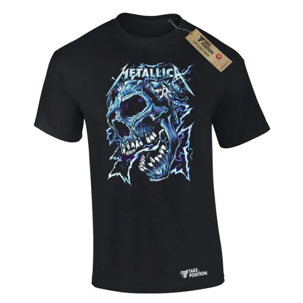 Φωτογραφία προϊόντος: Ανδρικό μπλουζάκι t-shirt βαμβακερό Takeposition Metallica Thunder Attack σε Μαύρο, 320-7510b-02