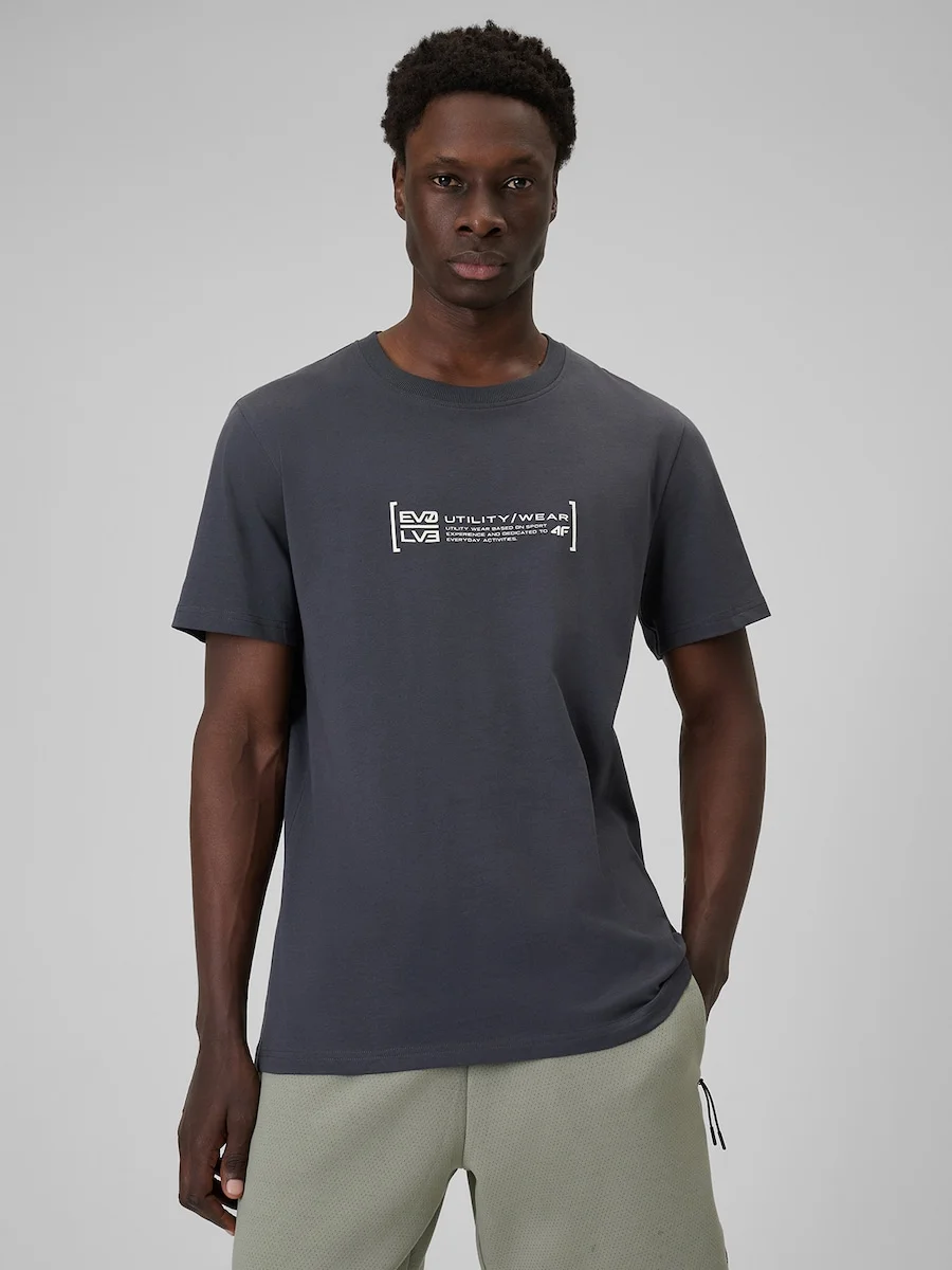 Φωτογραφία προϊόντος: Men's regular T-shirt with print - grey 4FWSS26TTSHM2668-22S ΓΚΡΙ