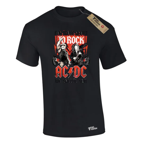 Φωτογραφία προϊόντος: Ανδρικό μπλουζάκι t-shirt βαμβακερό Takeposition ACDC we salute you σε Μαύρο, 320-7554b-02