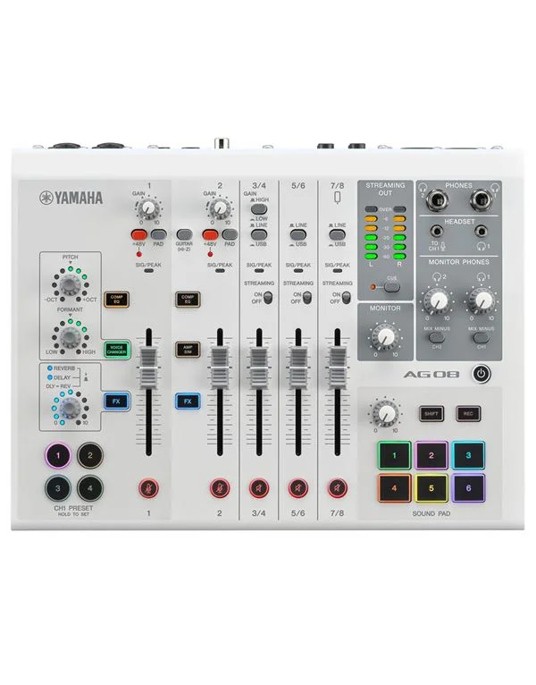 Φωτογραφία προϊόντος: YAMAHA AG-08-WHITE Live Streaming Mixer