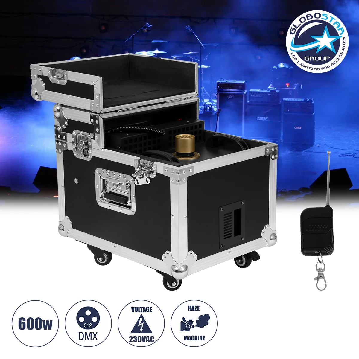 Φωτογραφία προϊόντος: GloboStar® 51170 MERMAID Επαγγελματική Επιδαπέδια Μηχανή Double Haze Machine - Διπλού Εφέ Ομίχλης-Νέφωσης 600W AC 220V-240V DMX512 Display on Body + Ασύρματο Χειριστήριο σε Flight