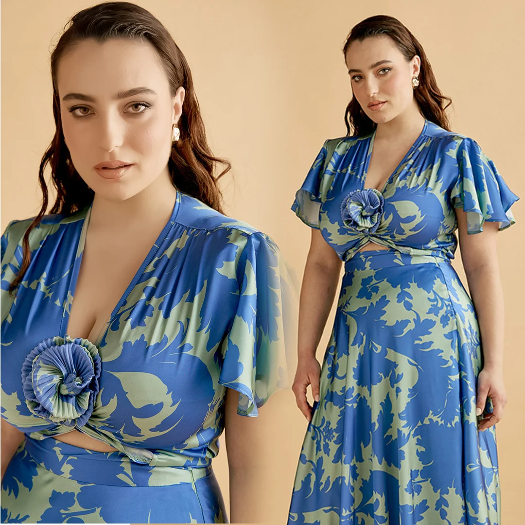 Φωτογραφία προϊόντος: Anna Samouka Karystos Satin Crop-top 16033C Blue - Green