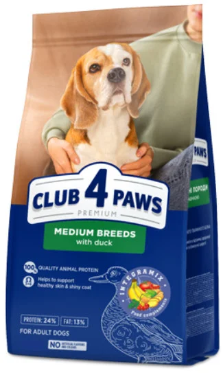 Φωτογραφία προϊόντος: Kormotech Club 4 Paws για ενήλικους σκύλους μεσαίων φυλών με πάπια 14kg KORMOTECH ()