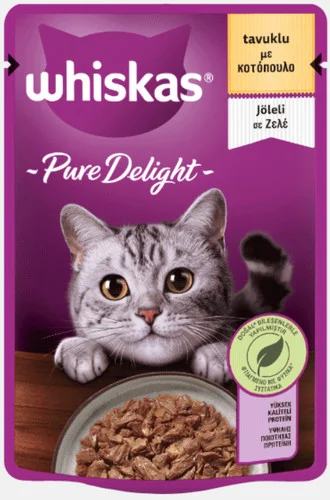 Φωτογραφία προϊόντος: Whiskas 100% πλήρες και ισορροπημένο γεύμα με κοτόπουλο σε ζελέ 85g WHISKAS (2055291)
