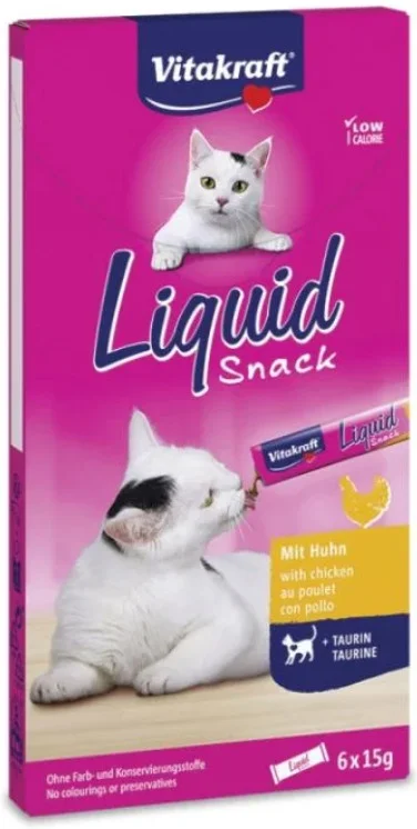Φωτογραφία προϊόντος: Vitakraft Liquid Snack - Υγρό σνακ με Κοτόπουλο - Ταυρίνη, (6x15gr) 90gr Vitakraft (2074464)