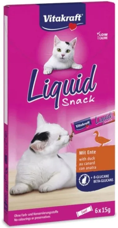 Φωτογραφία προϊόντος: Vitakraft Liquid Snack - Υγρό σνακ με Πάπια & β-γλυκάνες, (6x15gr) 90gr Vitakraft (2074465)