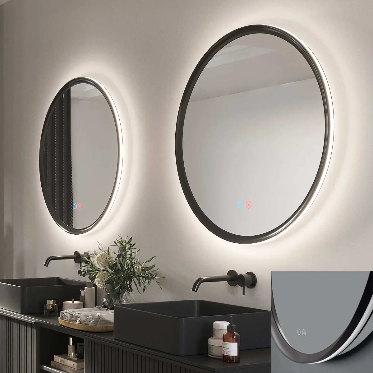 Φωτογραφία προϊόντος: Καθρέπτης led Imex Torino TORI037/80GCB Ø80 χρώμα γκρι ματ αντιθαμβωτικός