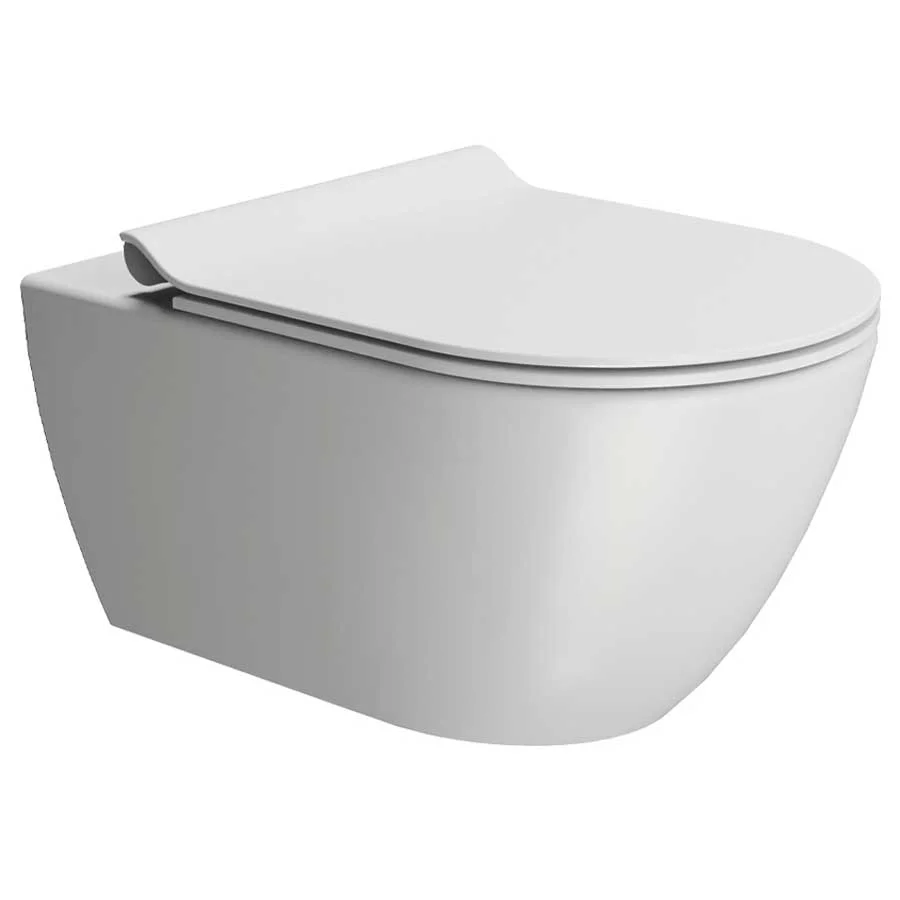 Φωτογραφία προϊόντος: Λεκάνη κρεμαστή με slim soft close καπάκι GSI Pura Swirl White Matt 881500SC-301 χρώμα λευκό ματ