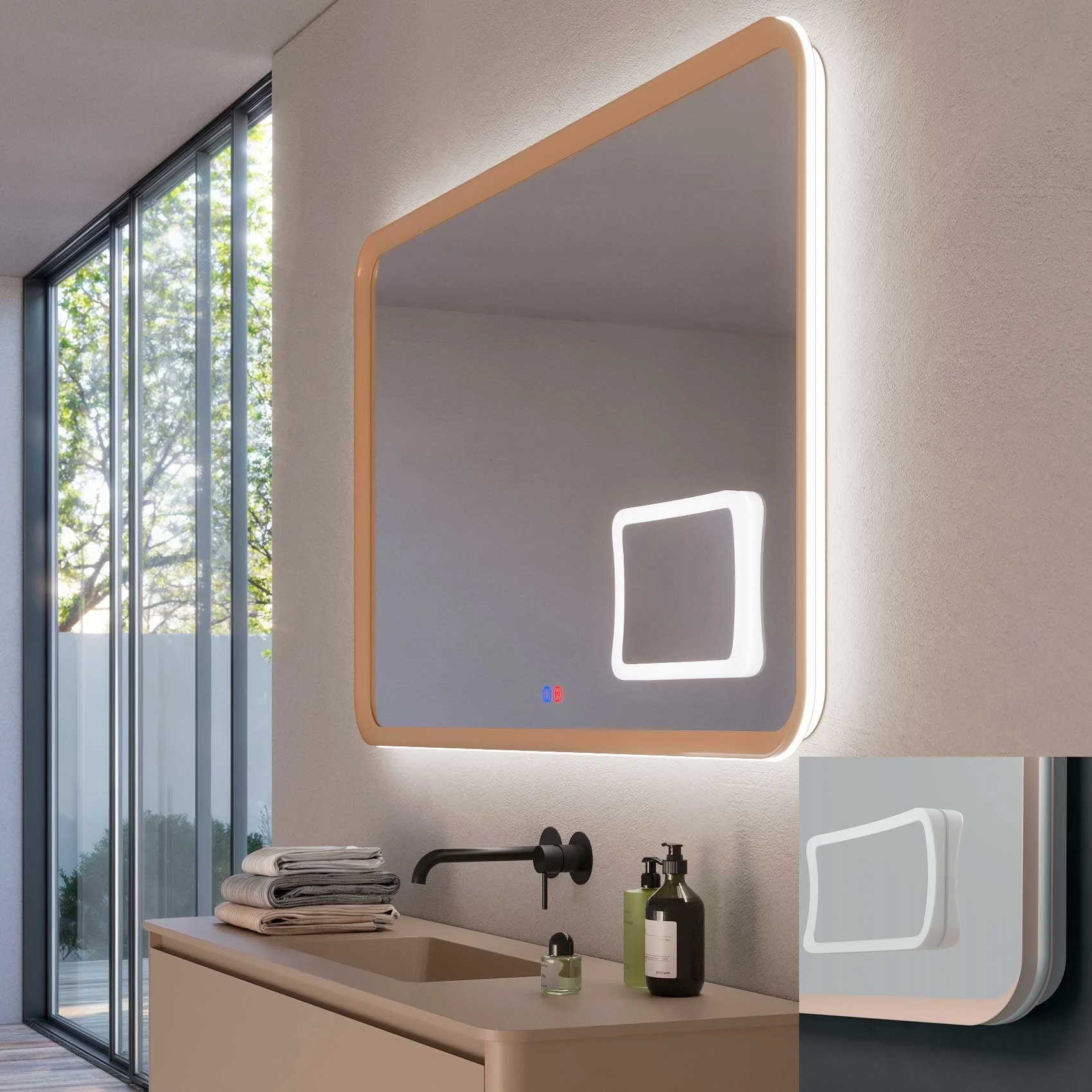 Φωτογραφία προϊόντος: Καθρέπτης led Imex Duomo DUOM038/100MK 100x80Y χρώμα καφέ ματ mocha αντιθαμβωτικός