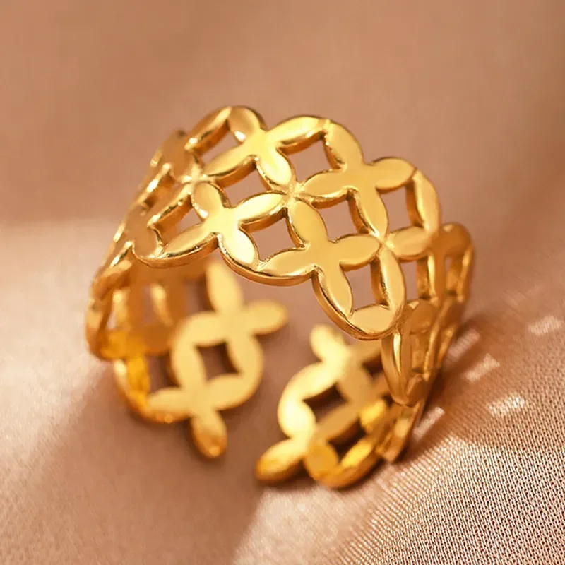 Φωτογραφία προϊόντος: Peach Jewelry Δαχτυλίδι Χρυσό Γεωμετρικό Σχέδιο Από Ανοξείδωτο Ατσάλι 304