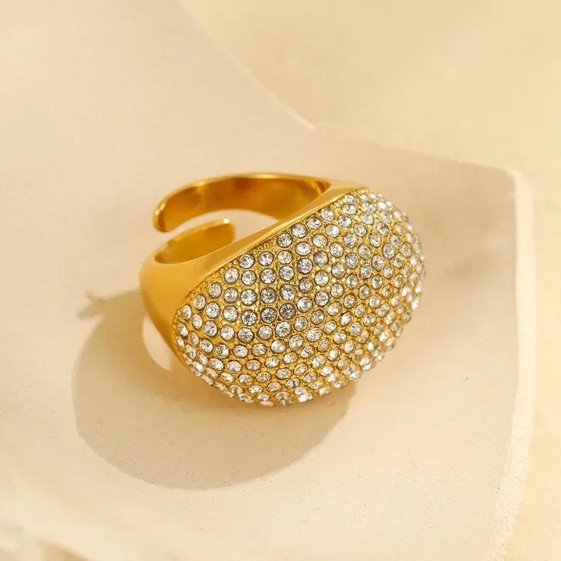 Φωτογραφία προϊόντος: Peach Jewelry Δαχτυλίδι Στυλ Κομψό Ενισχυμένο Χρυσό Από Ανοξείδωτο Ατσάλι 304 Zιργκονια ρυθμιζόμενα