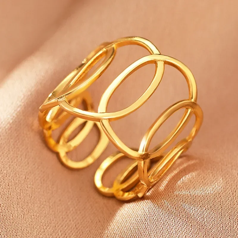 Φωτογραφία προϊόντος: Peach Jewelry Δαχτυλίδι Ρετρό Στυλ Γεωμετρικό Από Ανοξείδωτο Ατσάλι 304 Επιχρυσωμένο