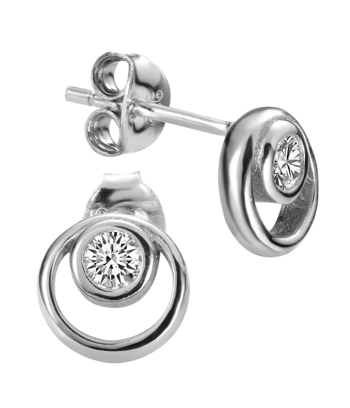 Φωτογραφία προϊόντος: Peach Jewelry Σκουλαρίκια Laura Ασήμι 925 Ρόδιο Ροζέτα Με Ζιρκόνια
