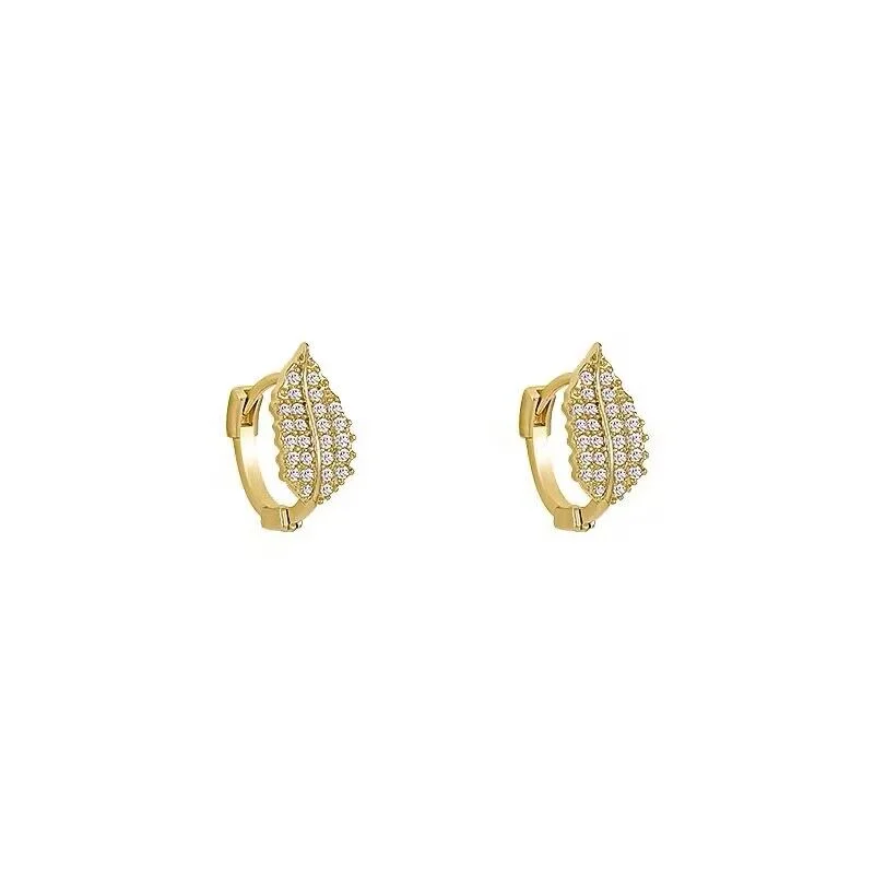 Φωτογραφία προϊόντος: Peach Jewelry Σκουλαρίκια Κρικάκι Φύλλο Με Λευκά Ζιρκόν Ασήμι 925 Επιχρυσωμένο Symbol