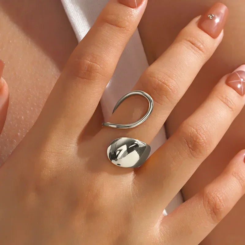 Φωτογραφία προϊόντος: Peach Jewelry Δαχτυλίδι Ασημί Ρετρό Στυλ Οβάλ Από Ανοξείδωτο Ατσάλι 304
