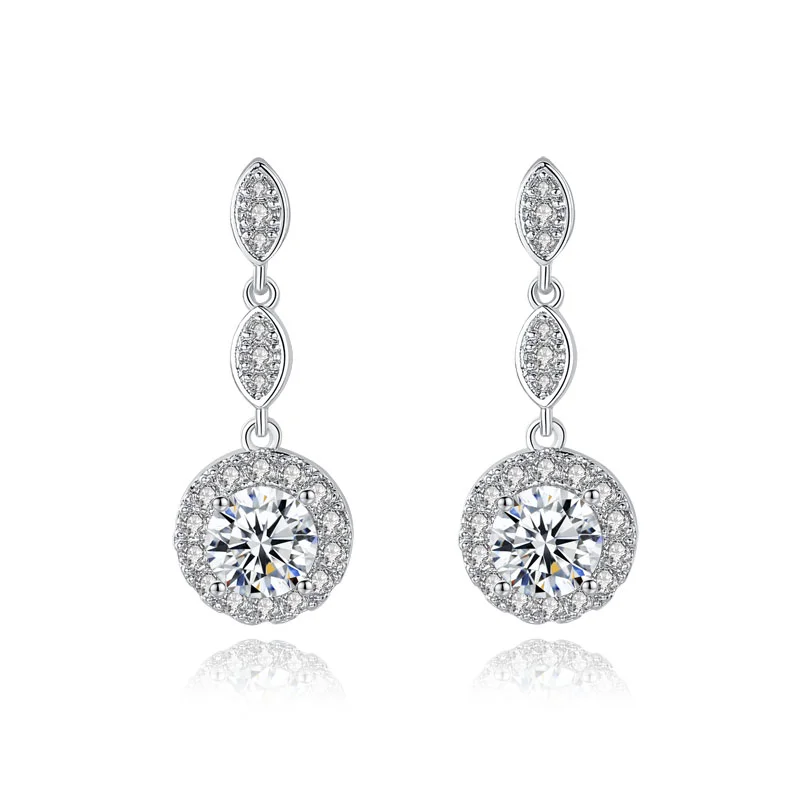 Φωτογραφία προϊόντος: Peach Jewelry Σκουλαρίκι Κρεμαστό Ροζέτα Κυκλική Με Ζιρκόν Ασήμι 925 Symbol
