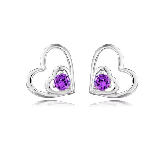 Φωτογραφία προϊόντος: Peach Jewelry Σκουλαρίκι Καρδιά Με Μωβ Ζιρκόν S Ασήμι 925 Symbol