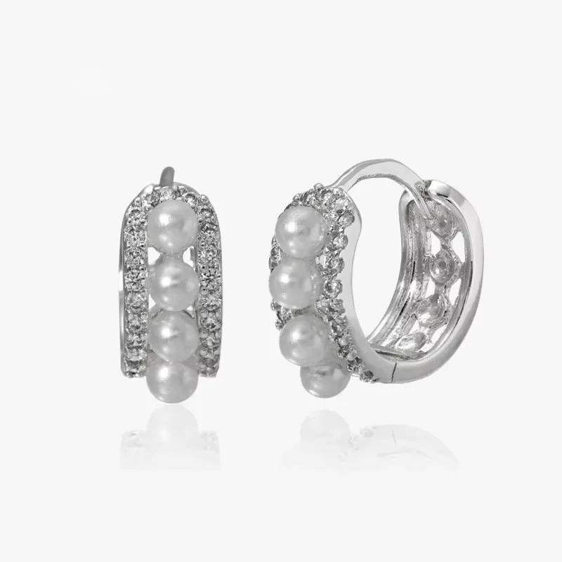 Φωτογραφία προϊόντος: Peach Jewelry Isabella Σκουλαρίκια Ασήμι 925 Ρόδιο Με Φυσικές Πέρλες Και Ζιρκόν