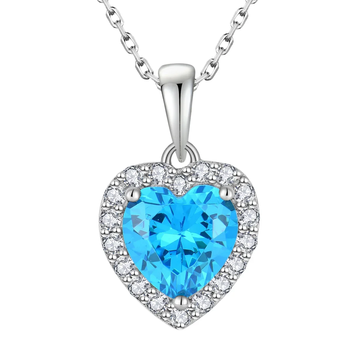 Φωτογραφία προϊόντος: Peach Jewelry Μενταγιόν Laura Ασήμι 925 Ρόδιο Καρδιά Με Γαλάζιο Κρύσταλλο Και Ζιρκόνια