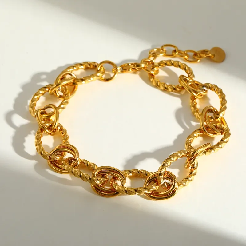 Φωτογραφία προϊόντος: Peach Jewelry Βραχιόλι Περίτεχνο Αλυσιδωτό Ανοξείδωτο Ατσάλι 316 Επιχρυσωμένο