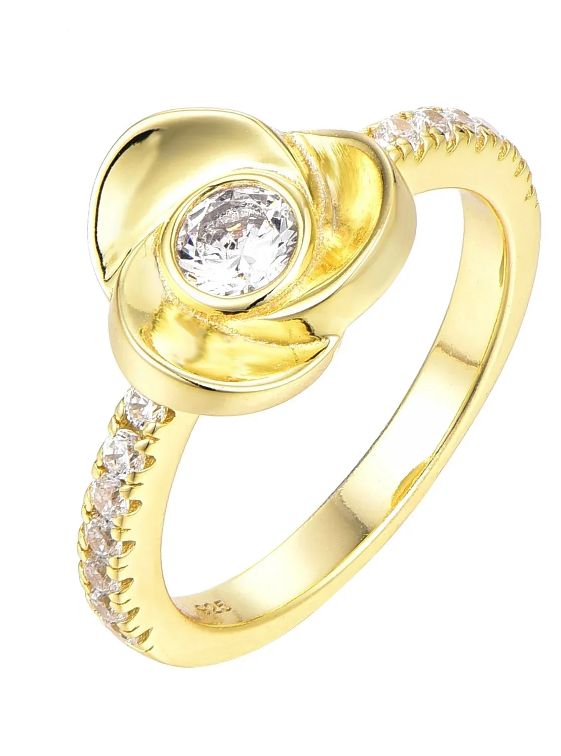 Φωτογραφία προϊόντος: Peach Jewelry Δαχτυλίδι Laura Ασήμι 925 Τριαντάφυλλο Κρύσταλλος Με Ζιρκόνια Επιχρυσωμένο 18Κ